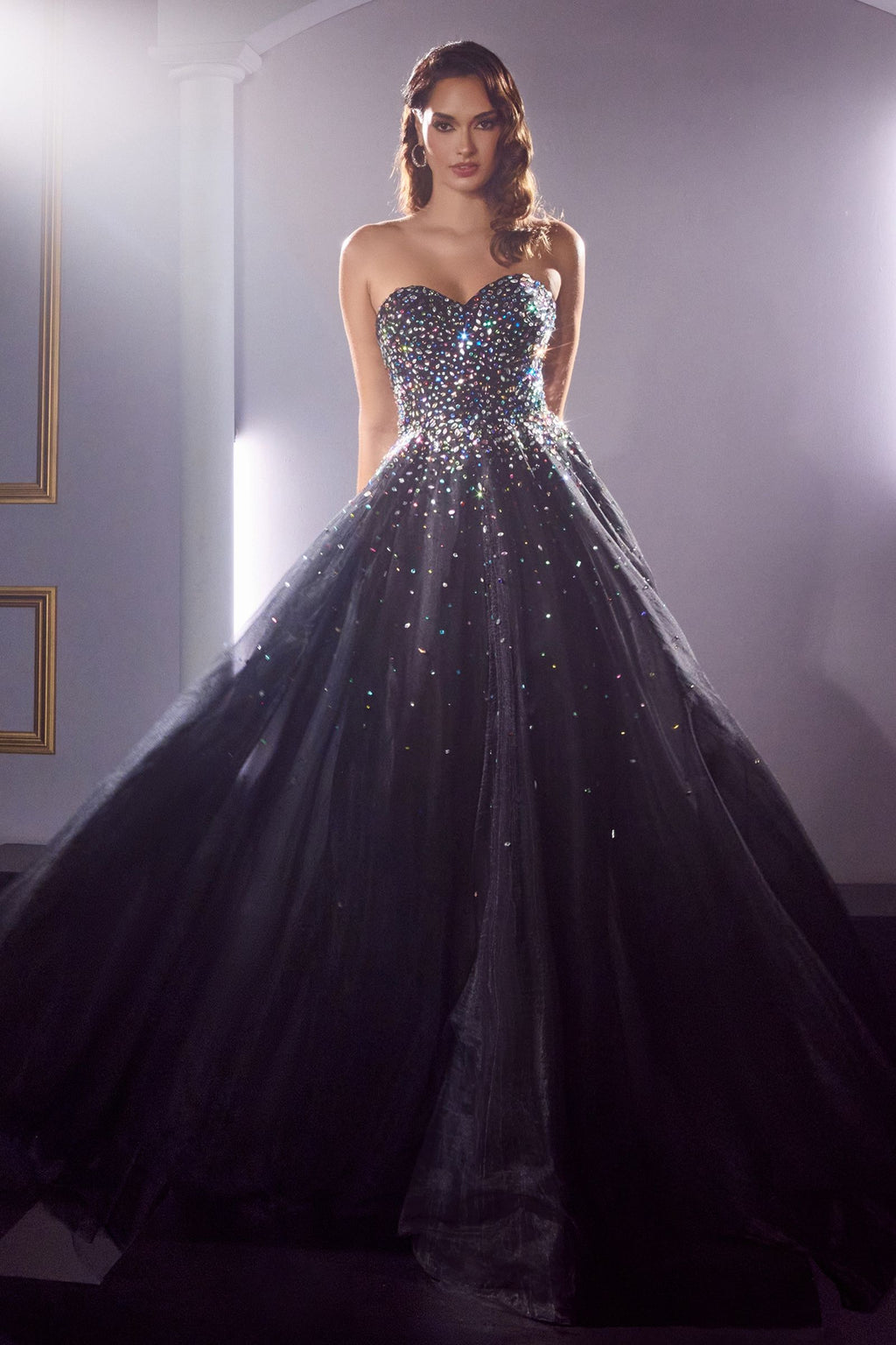 Strapless Ball Gown With Jewel Accents